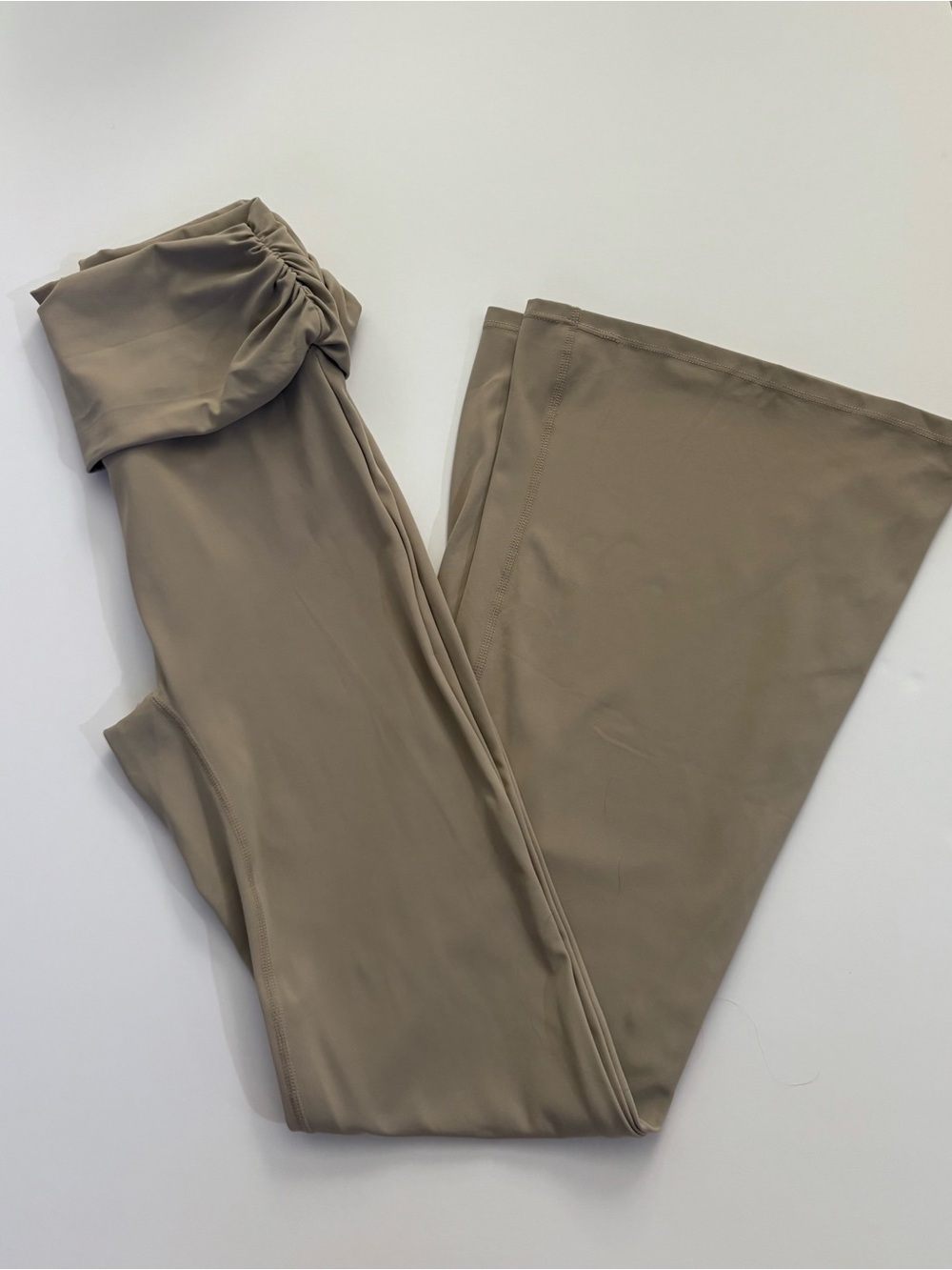 TruFusion Taupe Fold-Over Waist Yoga Pants - Picture 3 of 6